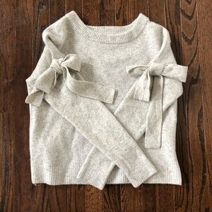 Ann Taylor Women’s L Heathered Cream/Grey Wool-Blend Oversized Crewneck Sweater